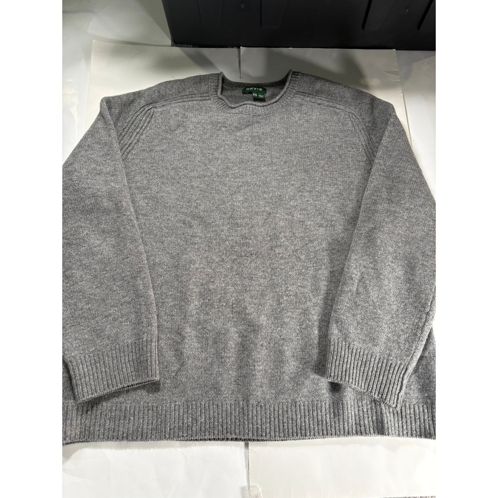 Orvis Sweater XXL Gray Knit Raglan Sleeve Oversized Unisex Women's Mens